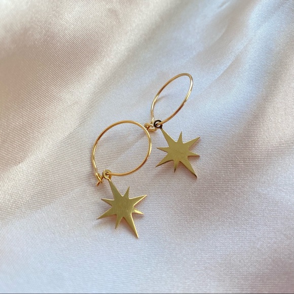 18K Goldplated Charm Hoops Earrings - Picture 5 of 14
